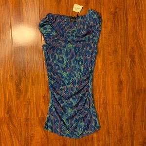 Saks Fifth Blue Leopard Mesh Top